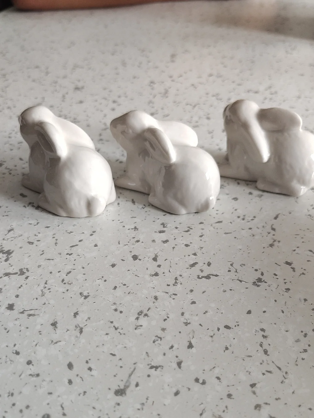 White Ceramic Bunny Figurines Set of 3
